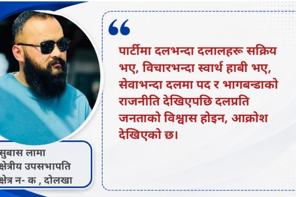 संस्थापन र इतर दुवै पक्षको अधिवेशनमा नजाने कांग्रेस क्षेत्रीय उपसभापति सुबास लामाको घोषणा
