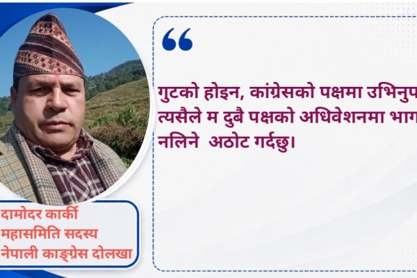 नेपाली कांग्रेसको दुवै पक्षको अधिवेशनमा भाग नलिने दामोदर कार्कीको अठोट